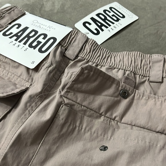 Orange kiss essentials CARGO pants small polyester cotton taupe pockets elastic - Picture 10 of 12